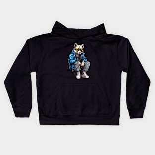 Hip-pop super star husky dog Kids Hoodie